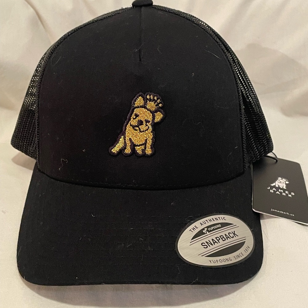 Classic Black Snapback Hat with Gold Frenchy Dog Patch